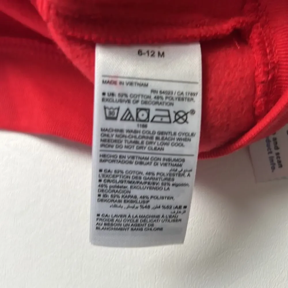 Old Navy Baby Red Graphic Crewneck Long Sleeve Cold Weather Sweatshirt Sz 6-12M